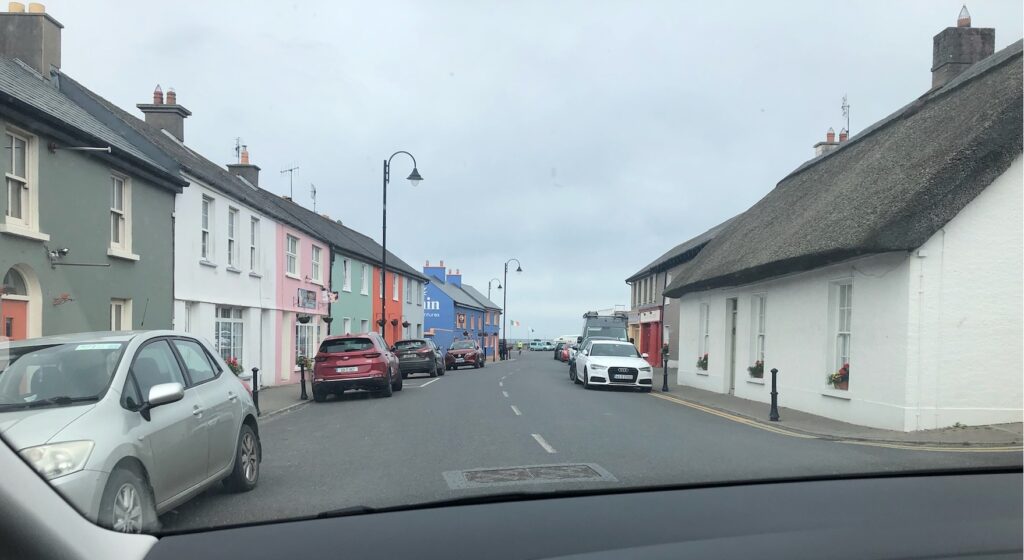 A picture of a town road in Ireland